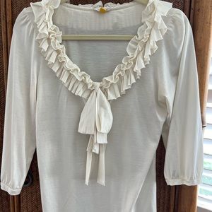 Leifsdottir cream silk/cotton blend ruffle top size medium